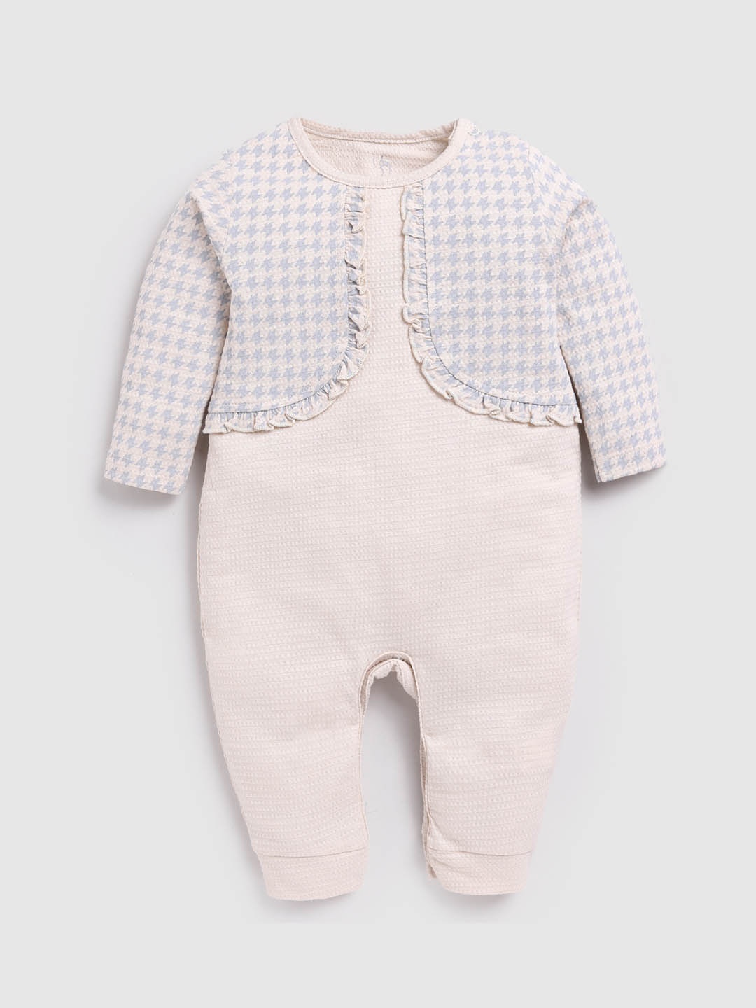 

BABY GO Infant Girls Geometric Printed Cotton Romper, Beige