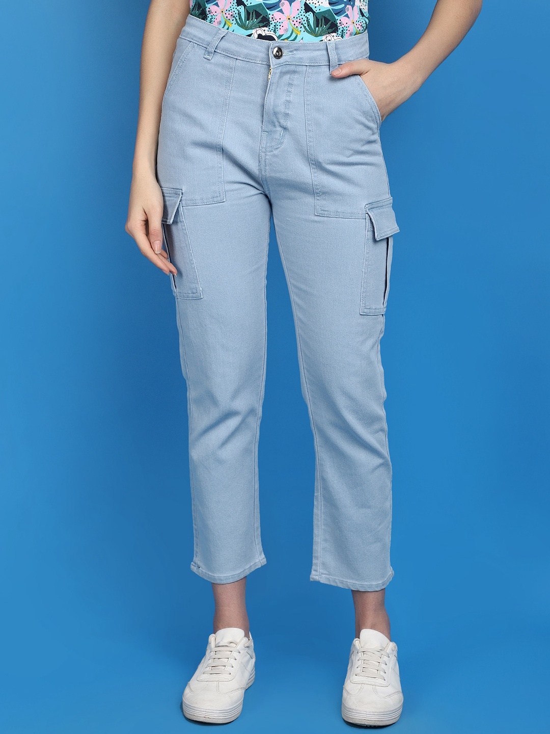 

V-Mart Women Regular Fit Mid Rise Cotton Jeans, Blue