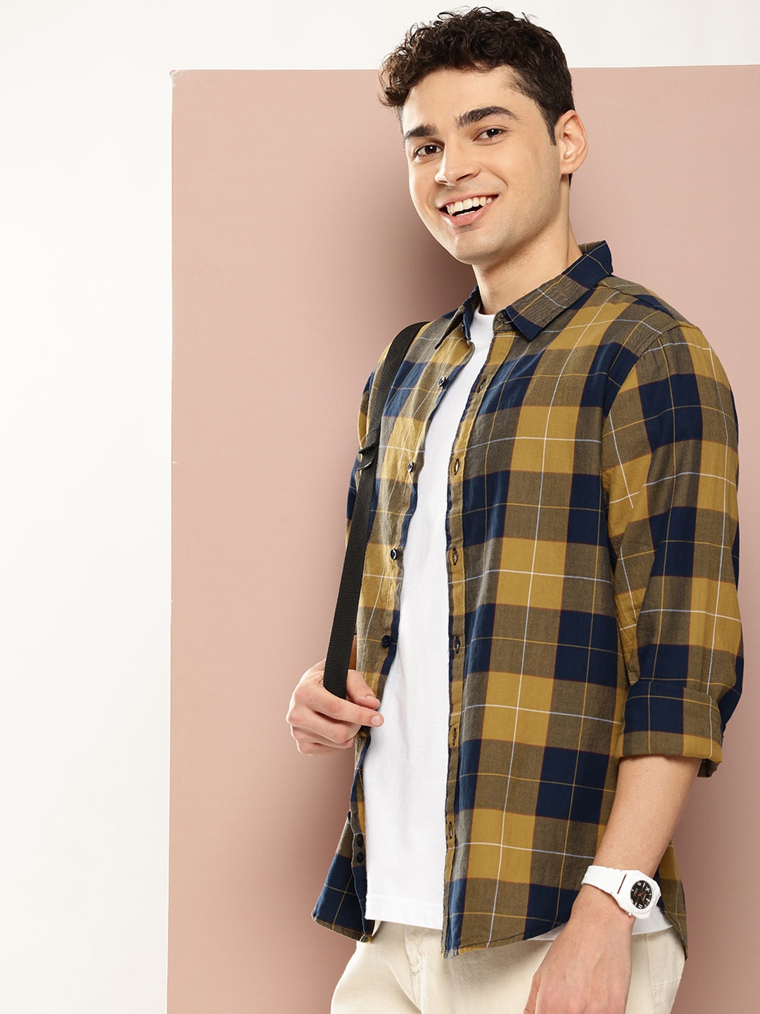 

Harvard Checked Opaque Pure Cotton Casual Shirt, Navy blue