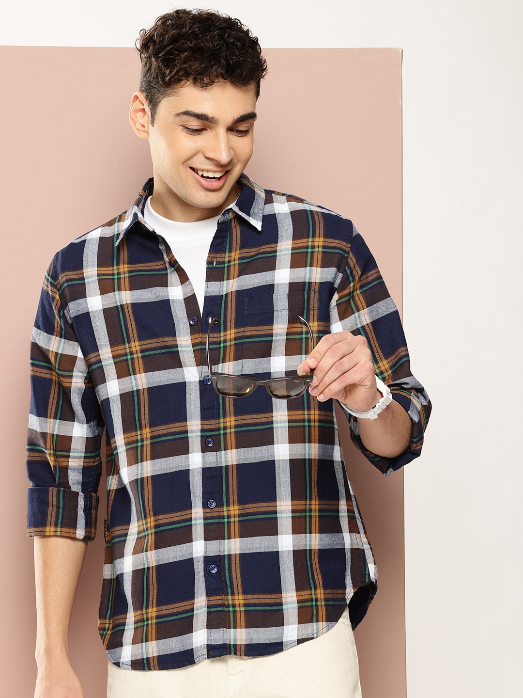 

Harvard Tartan Checked Opaque Pure Cotton Casual Shirt, Multi