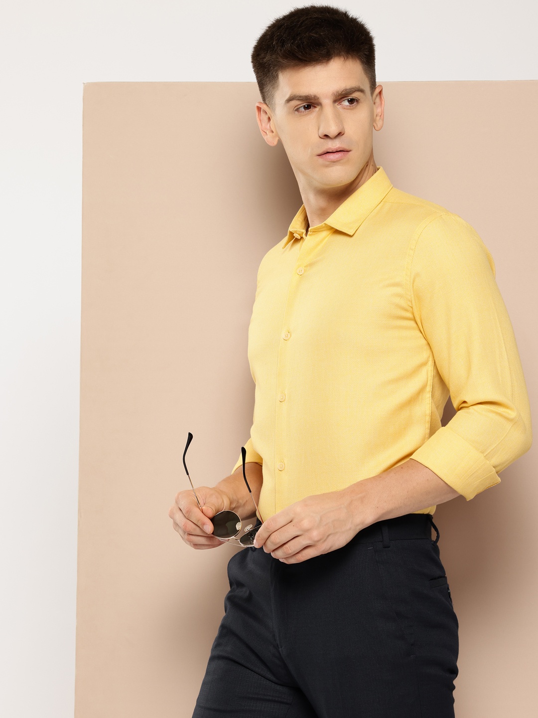 

INVICTUS Pure Cotton Slim Fit Formal Shirt, Mustard