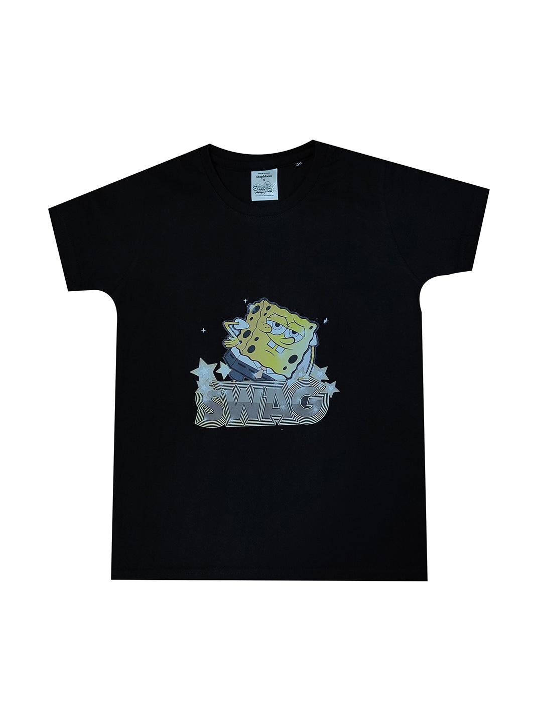 

shopbloom Kids Graphic Printed Round Neck Cotton T-shirt, Black