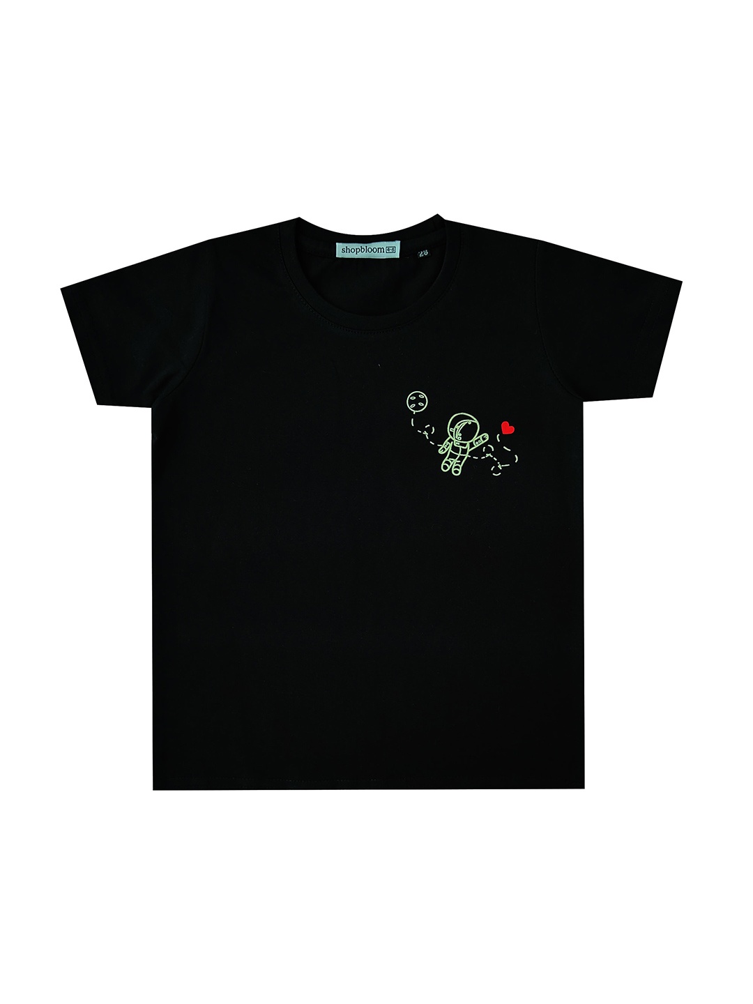 

shopbloom Kids Glow In The Dark Graphic Printed Round Neck Cotton T-shirt, Black