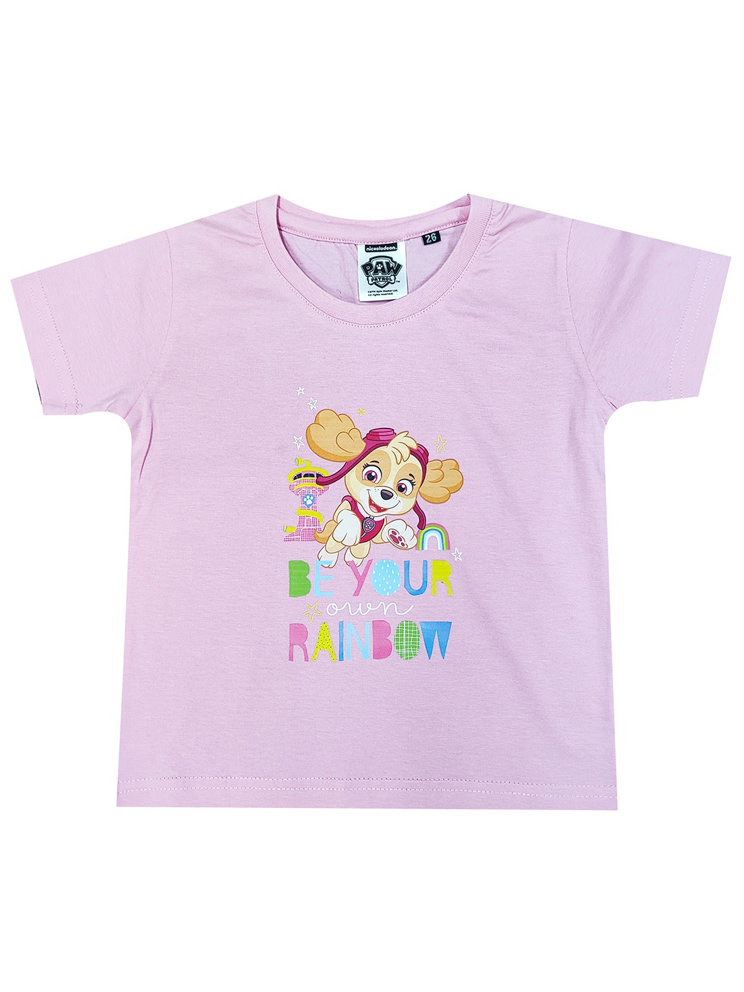 

shopbloom Kids Graphic Printed Round Neck Cotton T-shirt, Pink