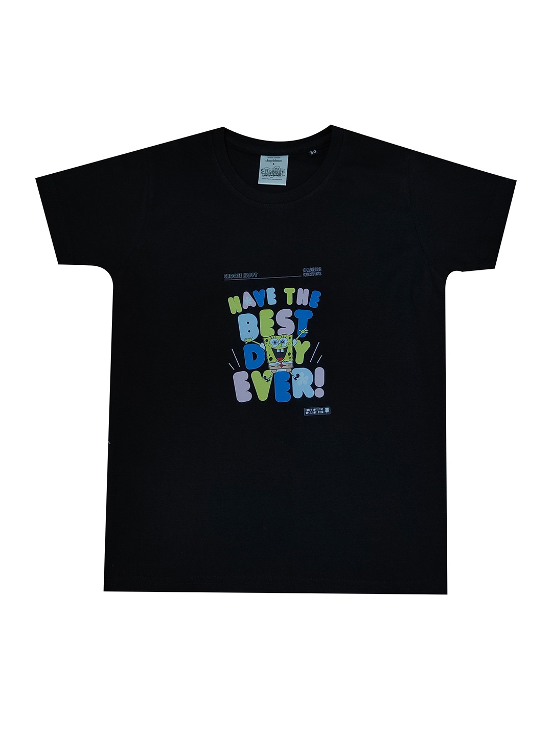 

shopbloom Kids Typography Printed Cotton T-shirt, Black
