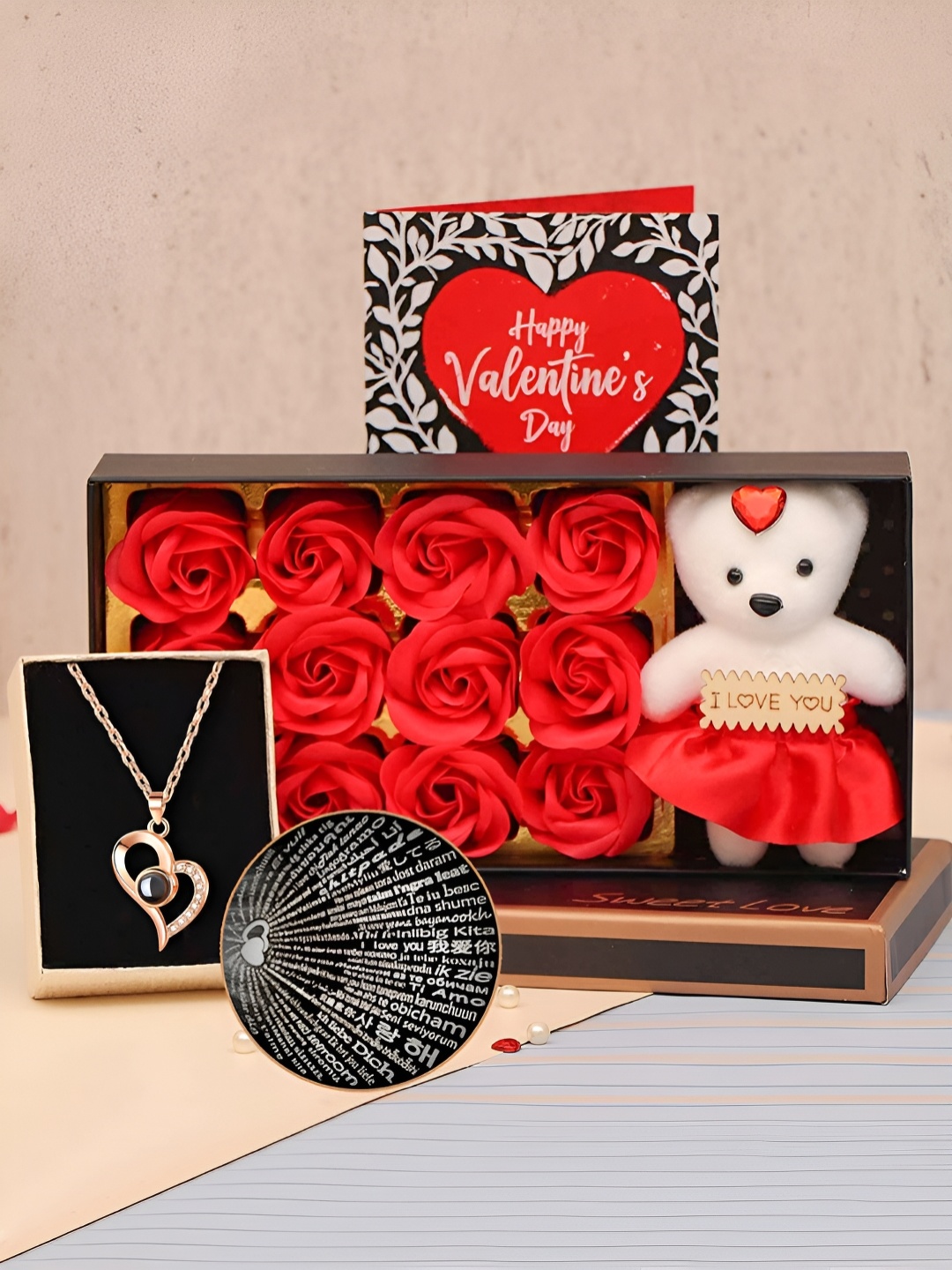 

TIED RIBBONS Red & White 4 Pieces Valentine Gift Set