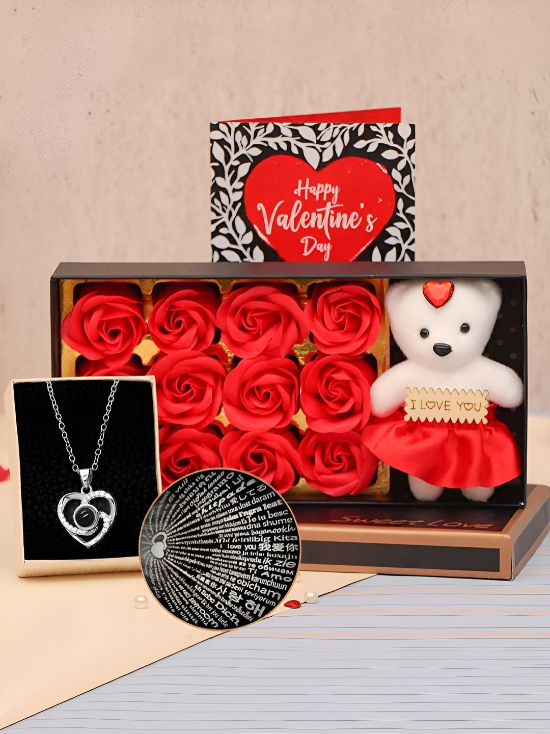 

TIED RIBBONS White & Red 4 Pieces Valentine Gift Set