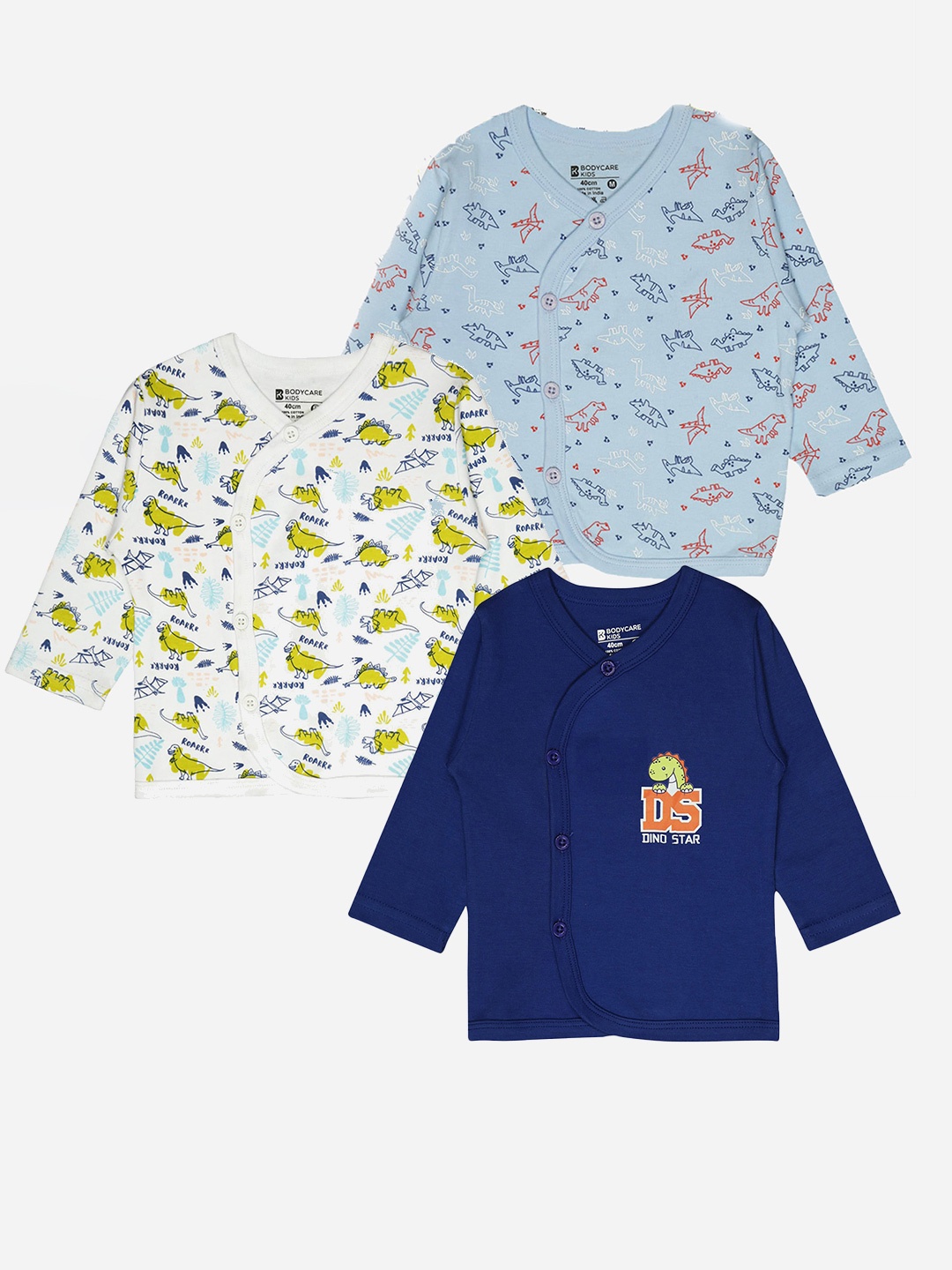 

Bodycare Infants Pack Of 3 Front Open Cotton Jhabla, Assorted
