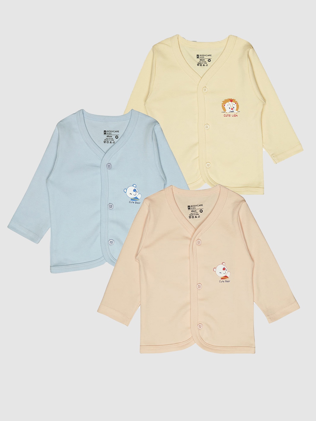 

Bodycare Infants Pack Of 3 Front Open Cotton Jhabla, Assorted