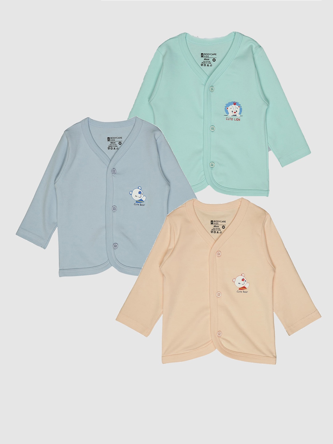 

Bodycare Infants Pack Of 3 Front Open Cotton Jhabla, Assorted