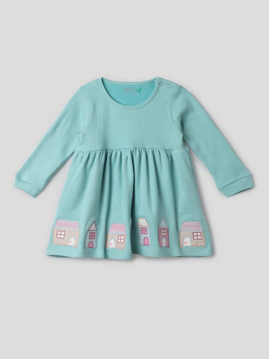 

Somersault Girls Round Neck Cotton A-Line Dress, Blue