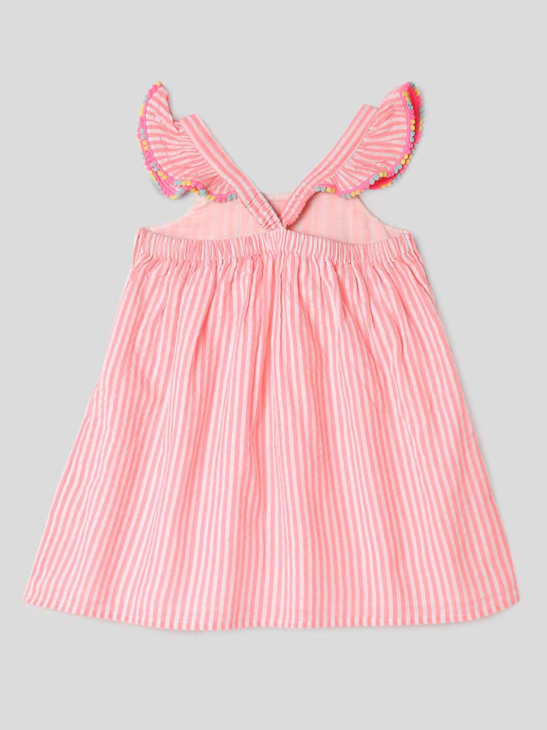 

Somersault Girls Striped Cotton Flared A-Line Dress, Pink