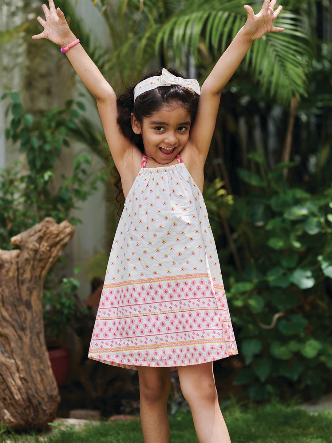 

Somersault Girls Floral PrintedShoulder Straps Cotton A-Line Dress, Multi