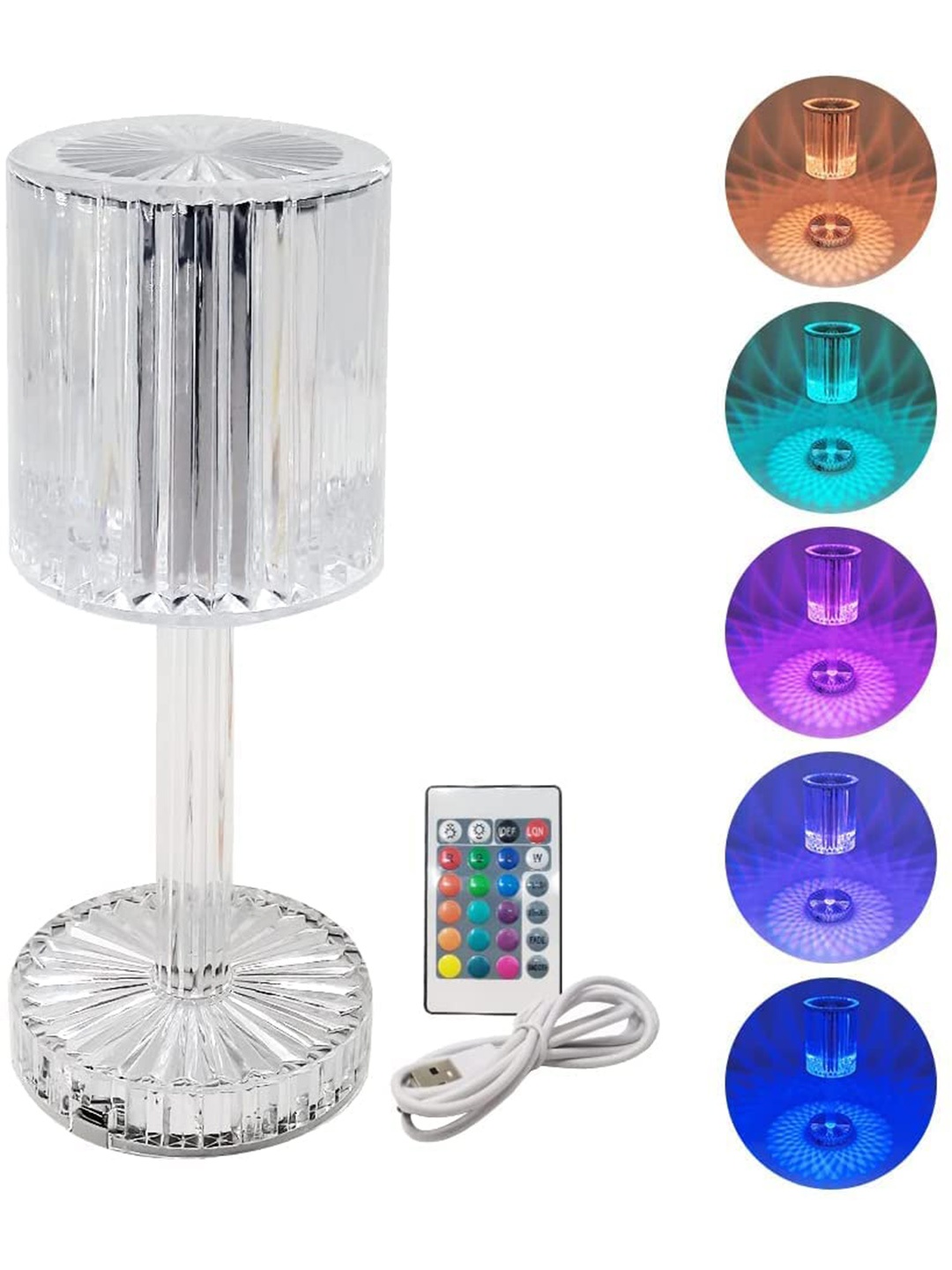 

NYRWANA Transparent Textured Crystal Table Lamp