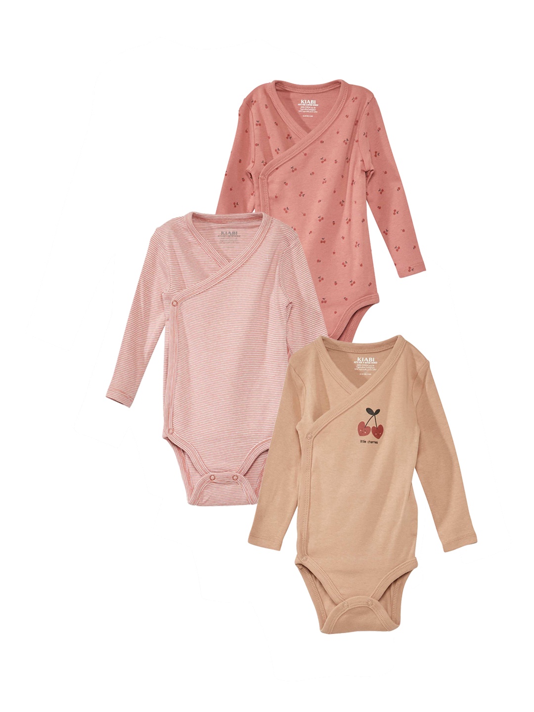 

KIABI Pack Of 3 Printed Pure Cotton Bodysuits, Beige