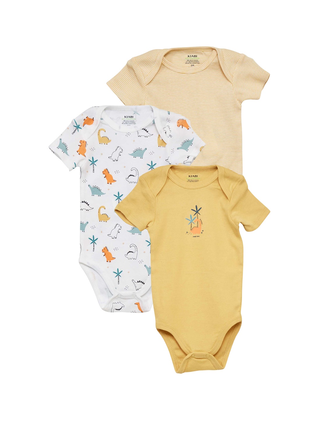 

KIABI Pack Of 3 Infants Boys Printed Bodysuits, White