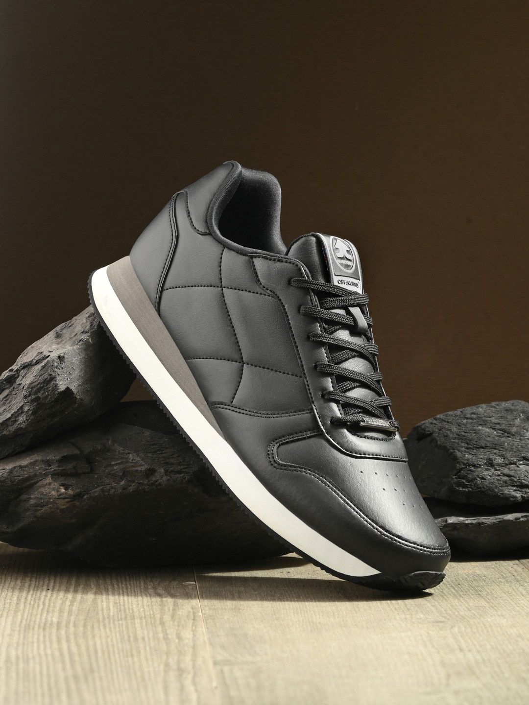 

OFF LIMITS Men Round Toe Lace-Up Sneakers, Black