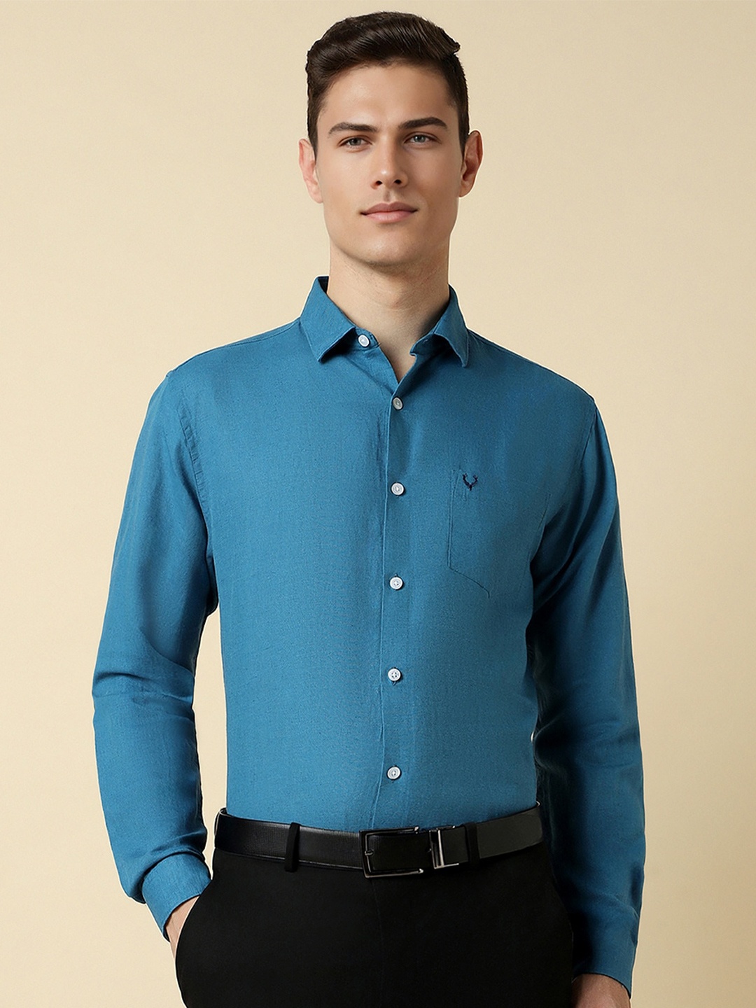 

Allen Solly Slim Fit spread collar Long Sleeves Formal Shirt, Blue