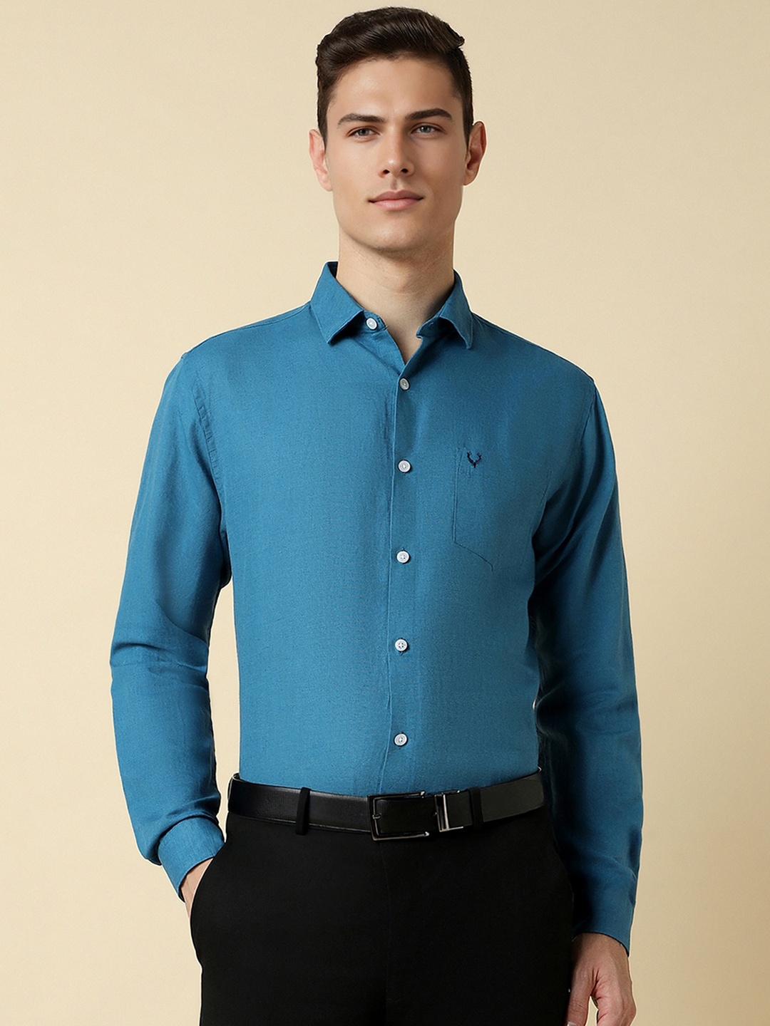 

Allen Solly Slim Fit Spread Collar Long Sleeves Cotton Formal Shirt, Blue