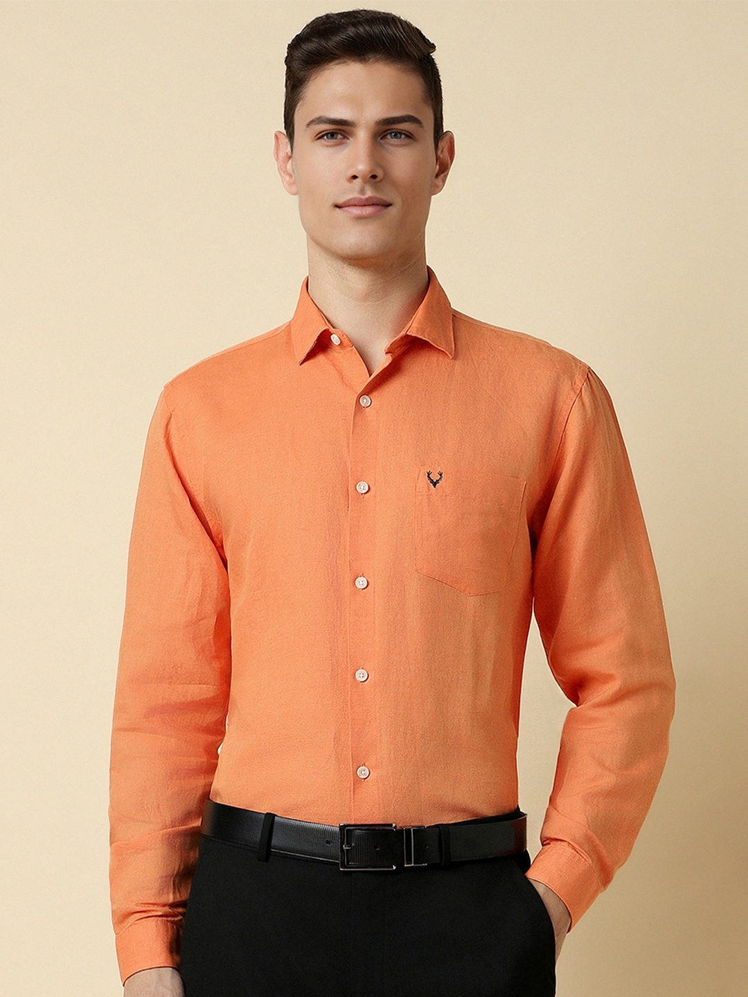 

Allen Solly Slim Fit spread collar Long Sleeves Formal Shirt, Orange