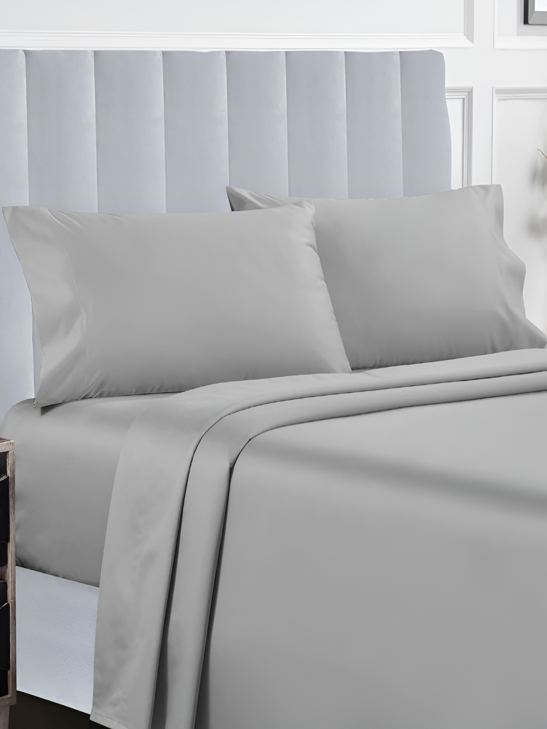 

Adbeni Silver Toned 400 TC Cotton Satin King Bedsheet With 2 Pillow Covers