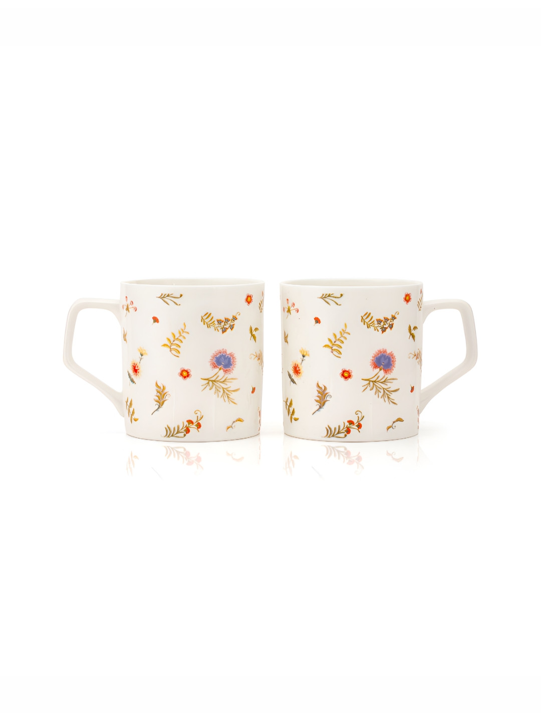 

JCPL White & Red 6 Pieces Floral Printed Ceramic Glossy Coffee Cups 200 ml Each