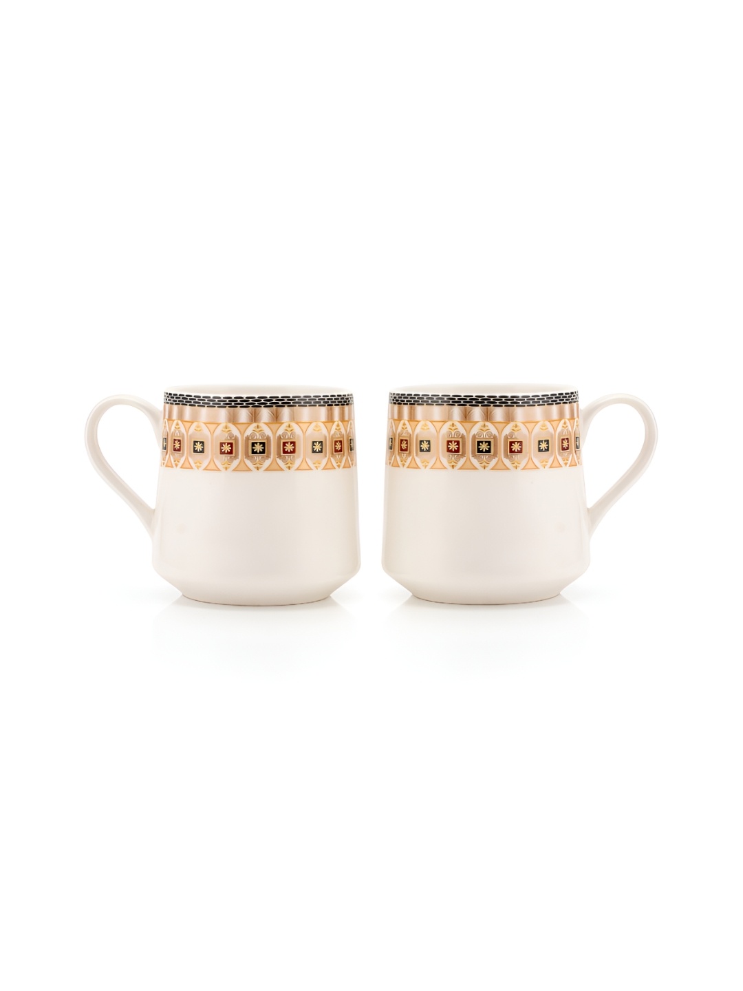 

JCPL White & Gold-Toned 6 Pieces Printed Ceramic Glossy Cups 200 ml Each