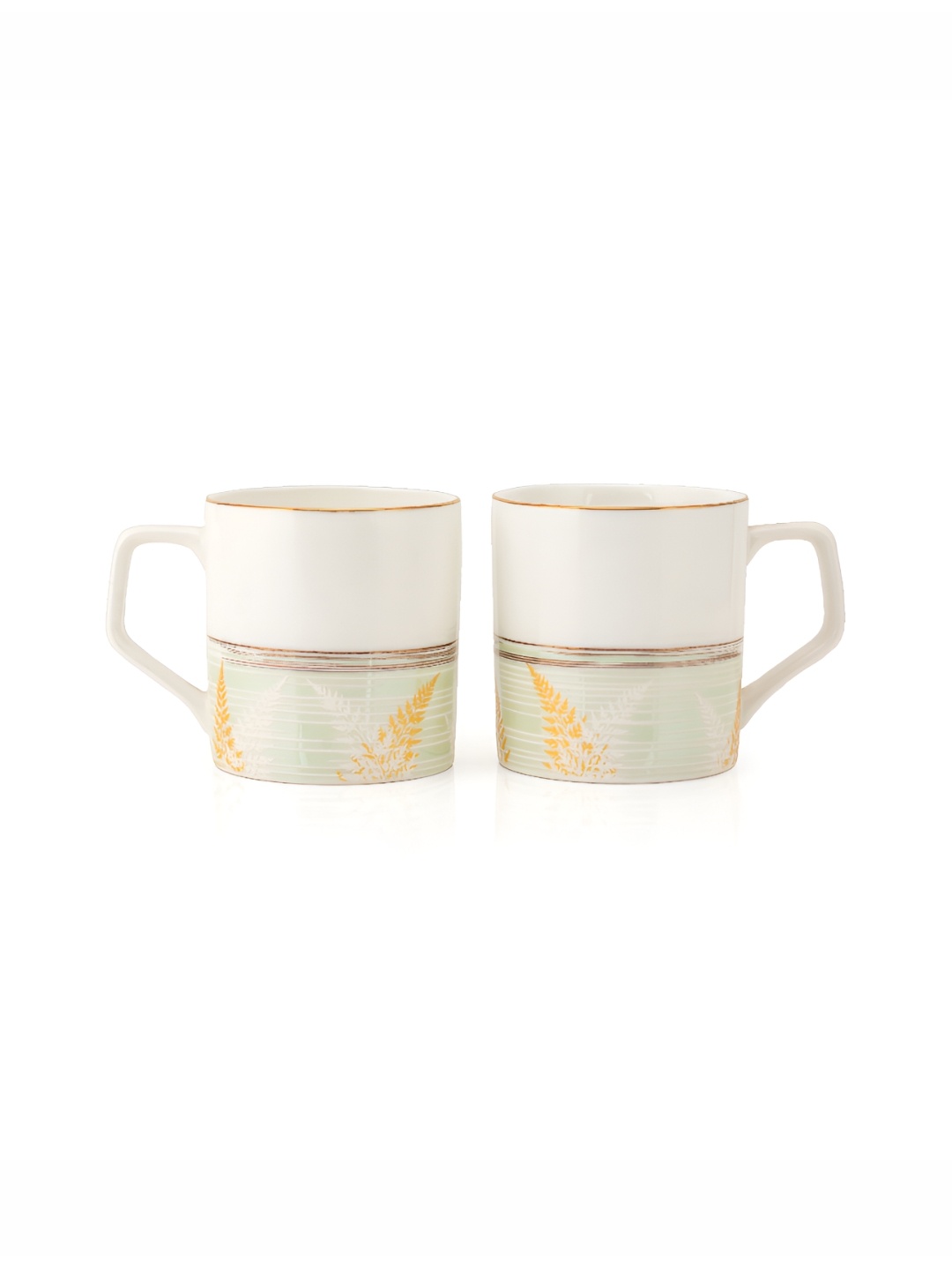 

JCPL White & Orange 6 Pieces Printed Ceramic Glossy Cups 200 ml Each