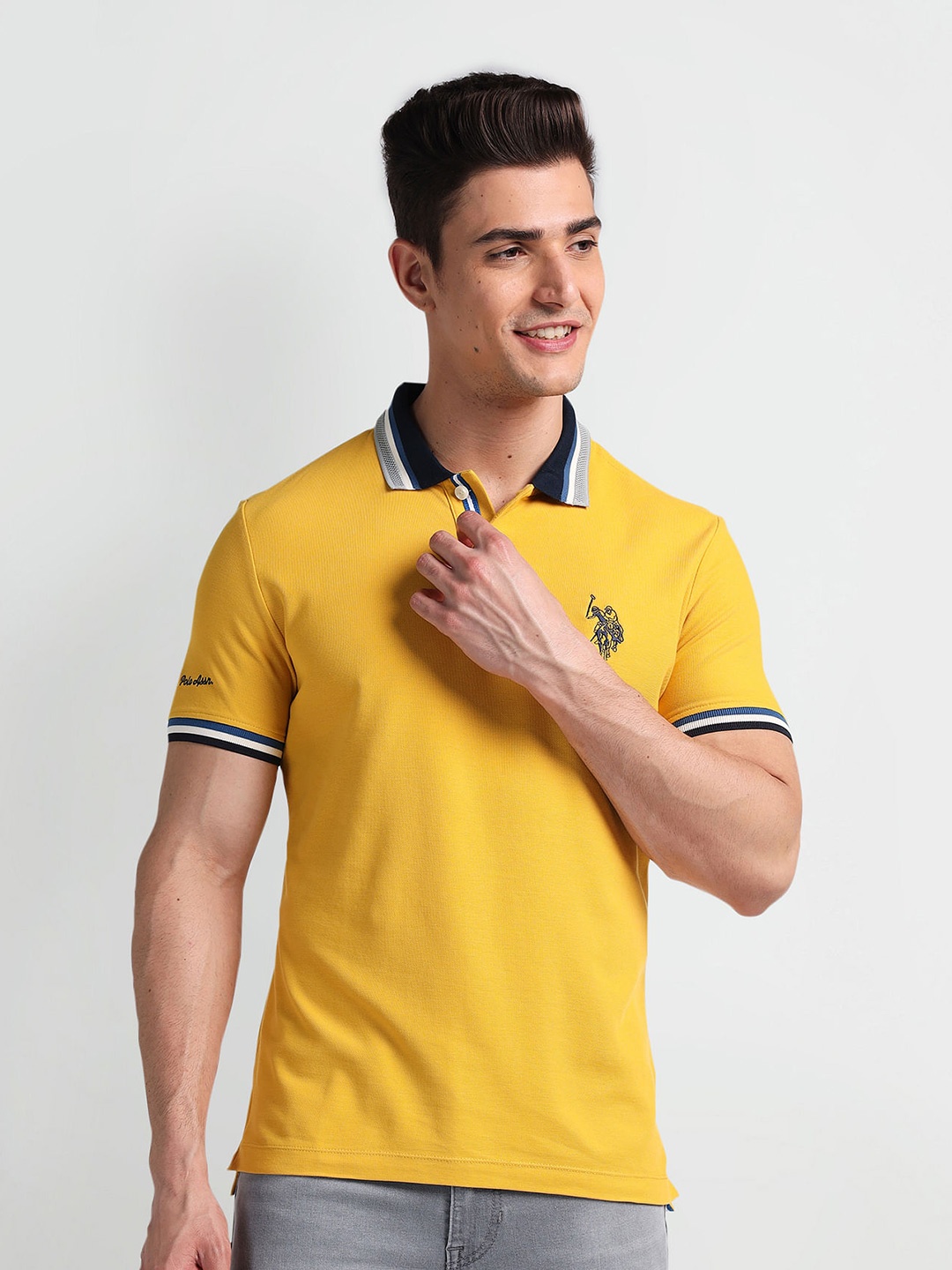 

U.S. Polo Assn. Denim Co. Short Sleeves Cotton Polo Collar Slim Fit T-shirt, Yellow