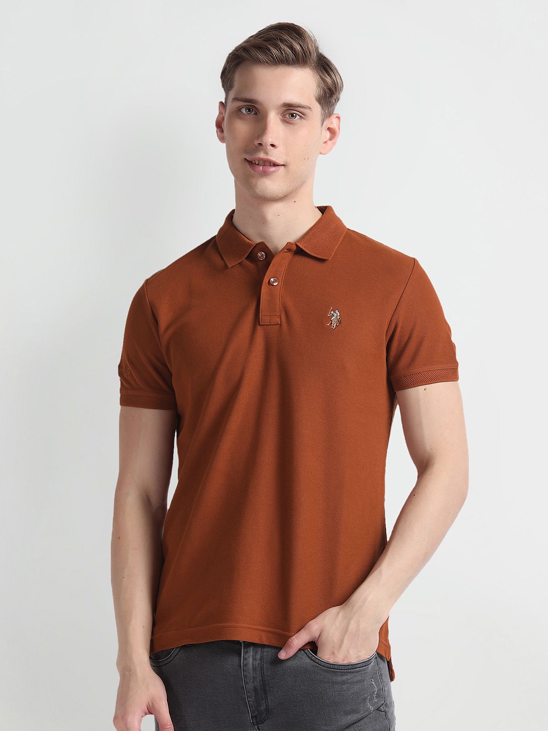 

U.S. Polo Assn. Denim Co. Polo Collar Cotton Slim Fit T-shirt, Brown