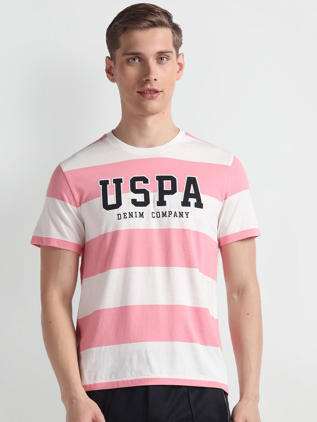 

U.S. Polo Assn. Denim Co. Striped Round Neck T-shirt, Pink