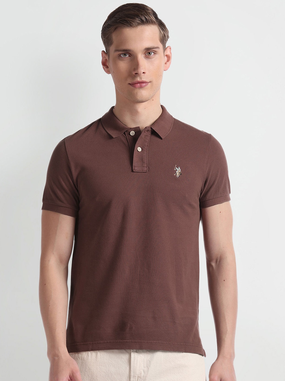 

U.S. Polo Assn. Denim Co. Polo Collar Cotton Slim Fit T-shirt, Brown