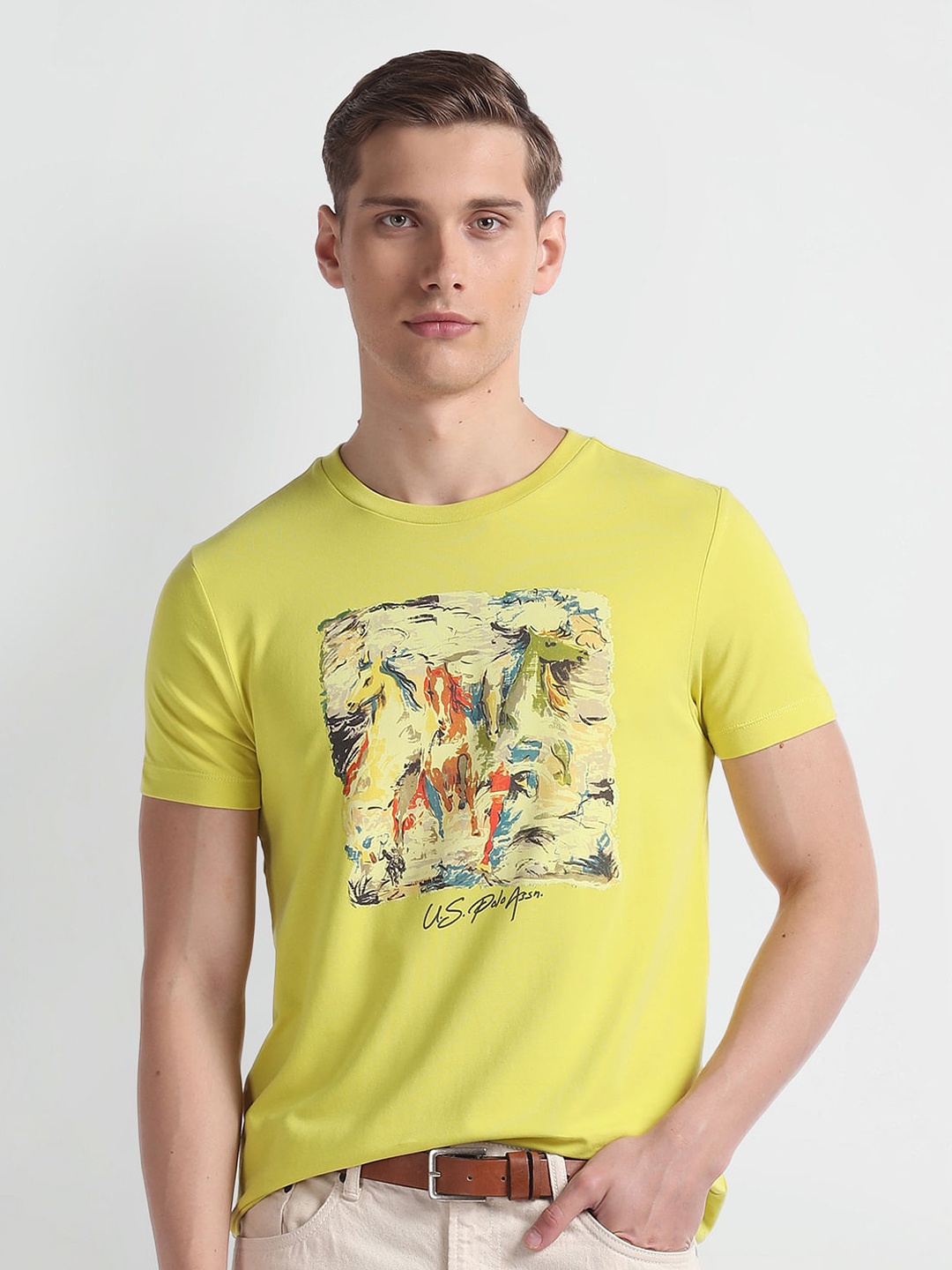

U.S. Polo Assn. Denim Co. Printed Cotton Slim Fit T-shirt, Green