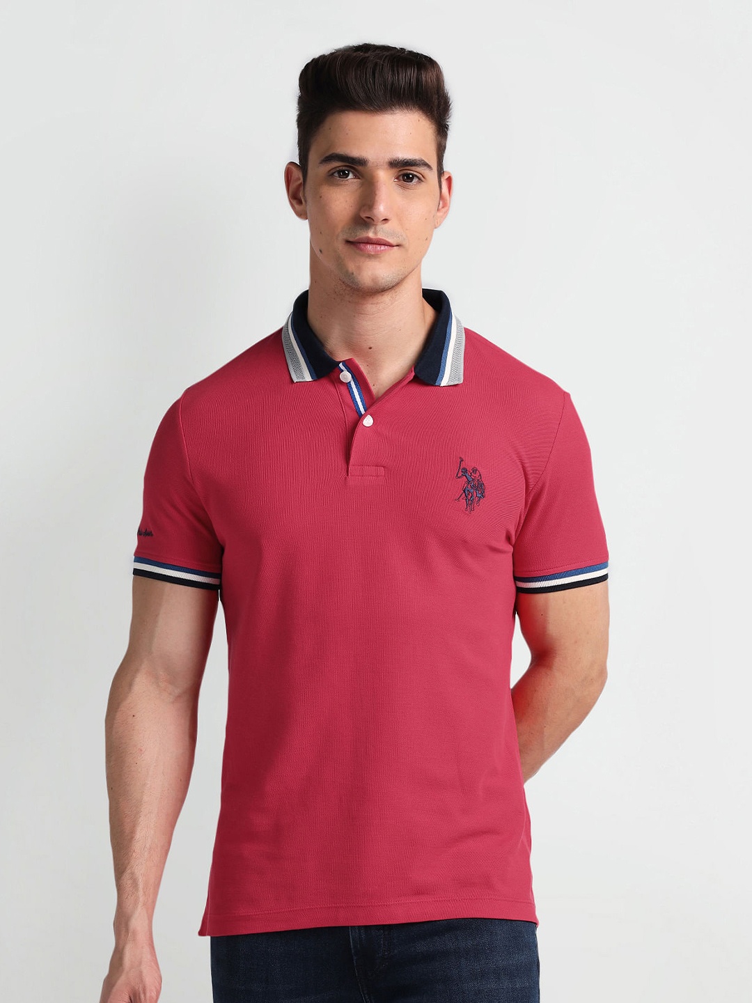 

U.S. Polo Assn. Denim Co. Short Sleeves Cotton Polo Collar Slim Fit T-shirt, Red