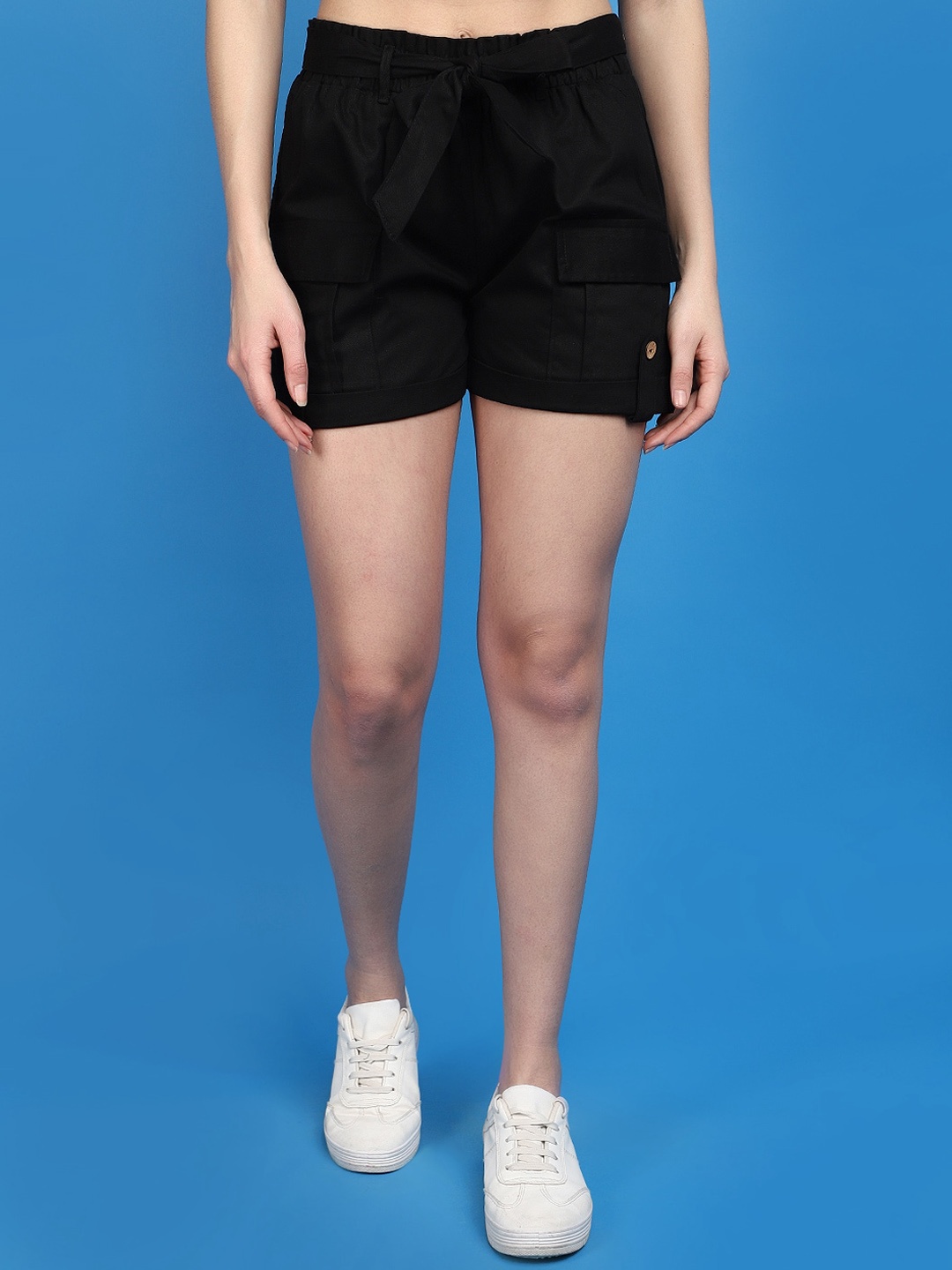 

V-Mart Women Mid-Rise Cotton Shorts, Black