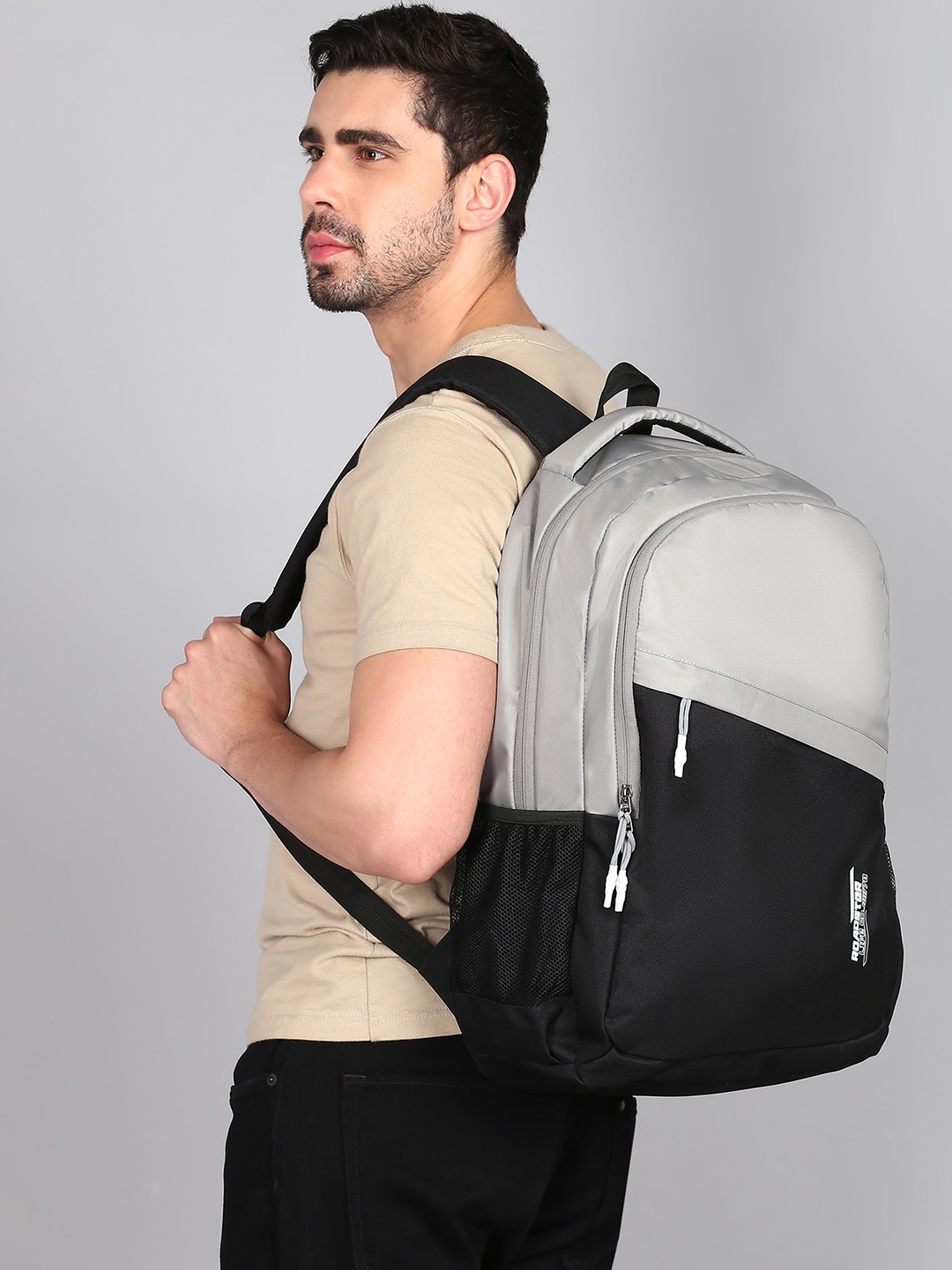 

The Roadster Lifestyle Co. Black Colorblocked Large Laptop Backpacks, Grey