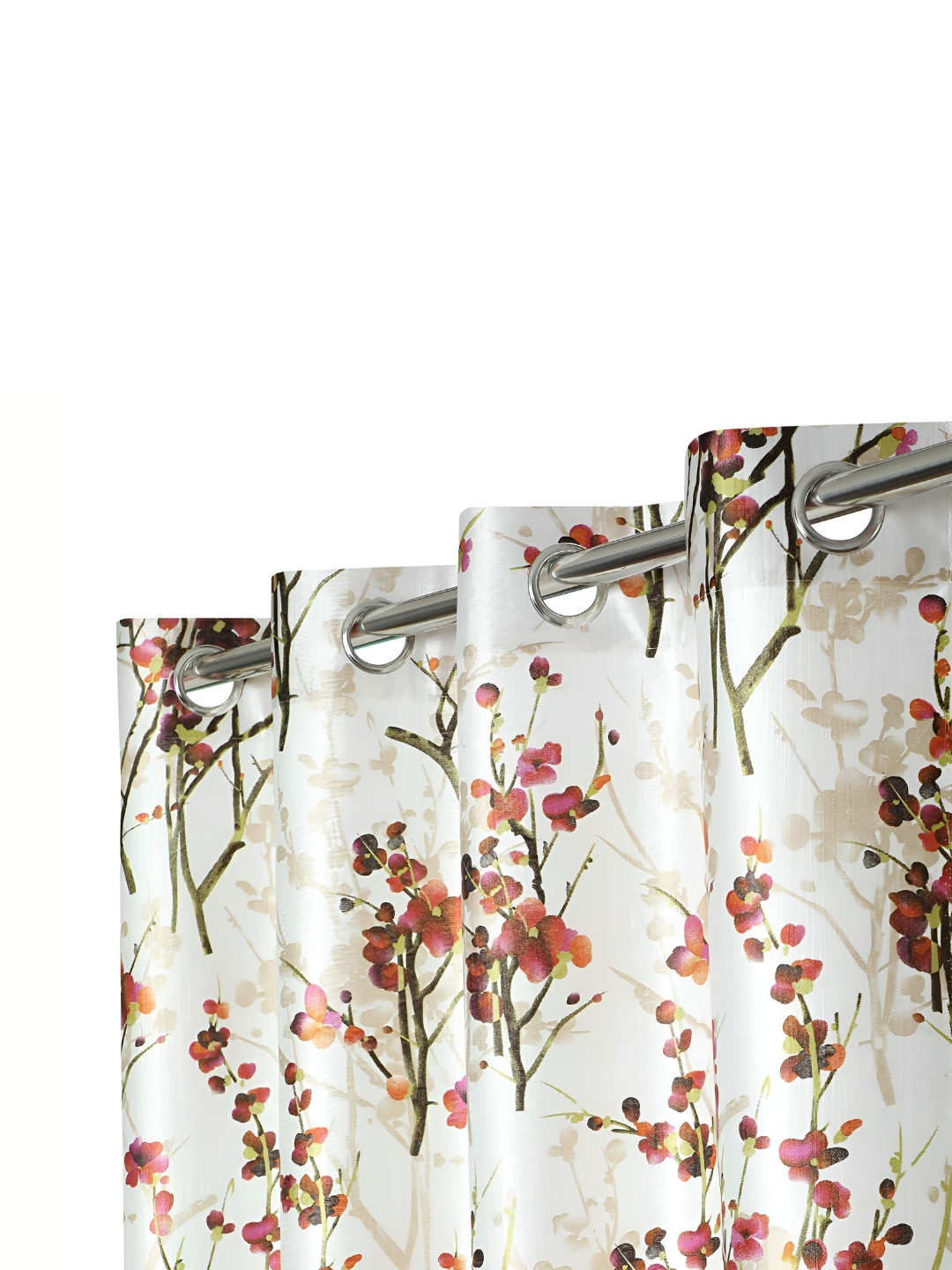 

Ultica Fab Orange & Green 2 Pieces Floral Printed Room Darkening Long Door Curtains