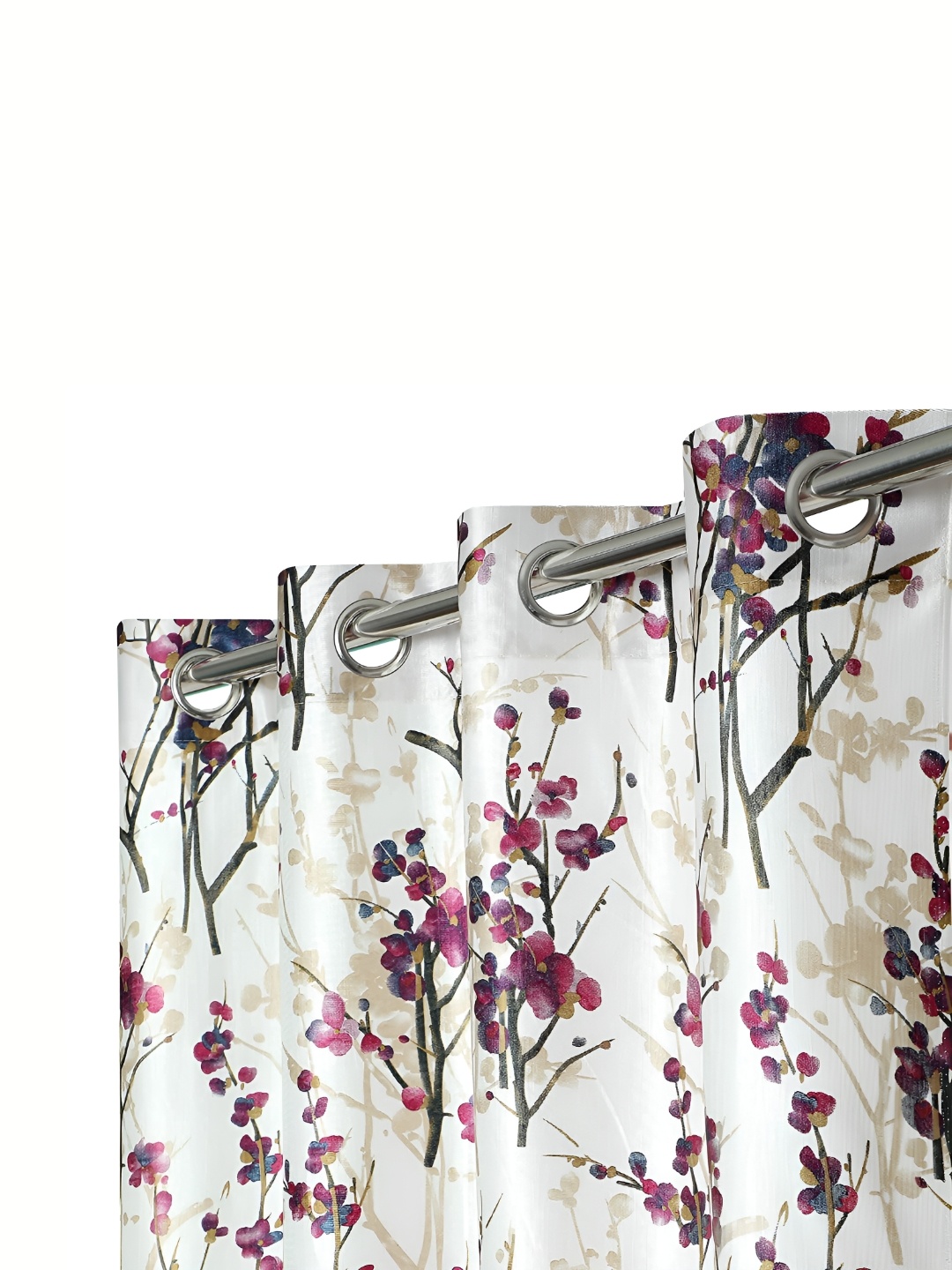 

Ultica Fab Maroon & White 3 Pieces Floral Printed Room Darkening Long Door Curtains