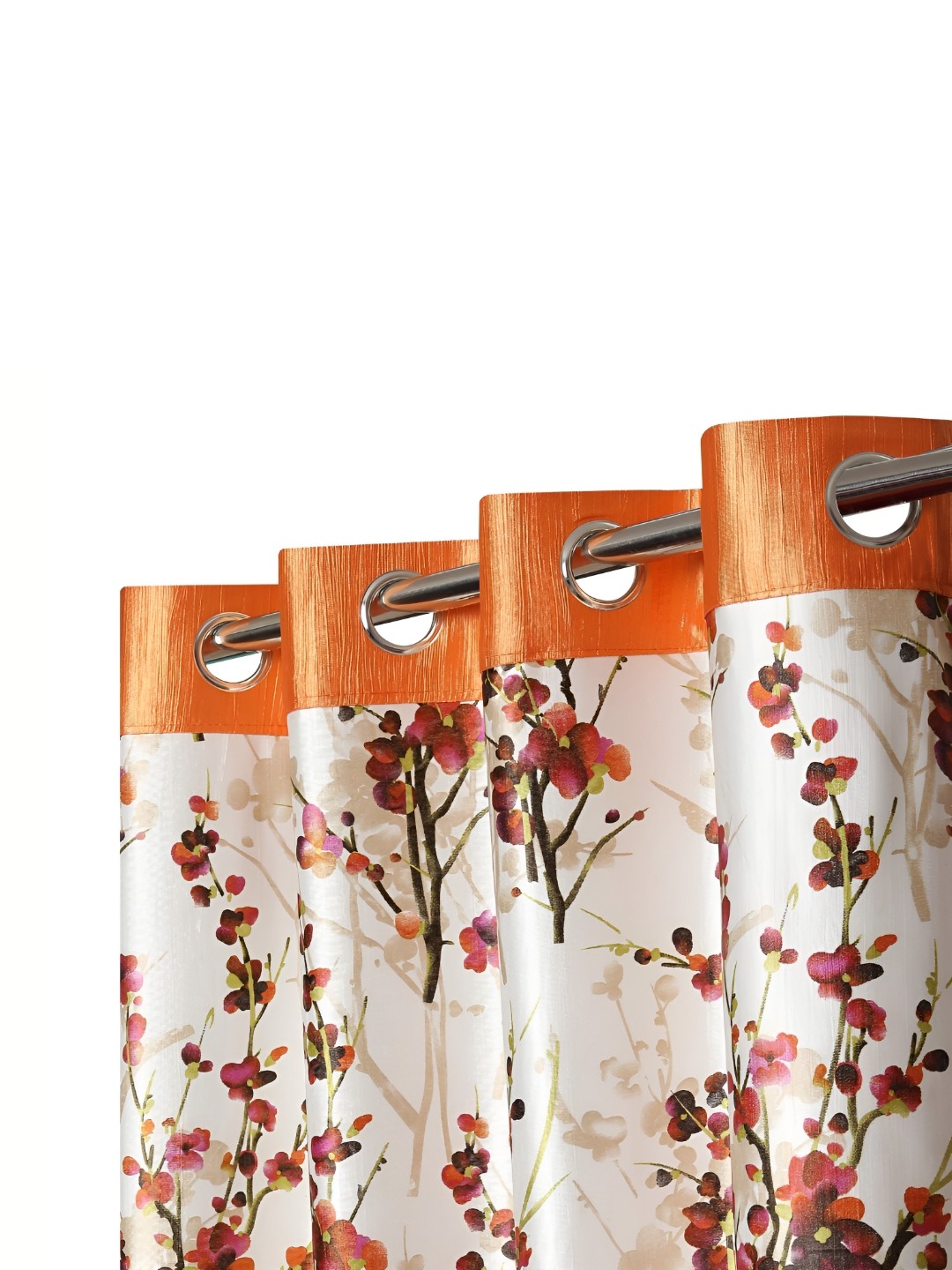

Ultica Fab Orange & Off White 3 Pieces Floral Printed Room Darkening Door Curtains