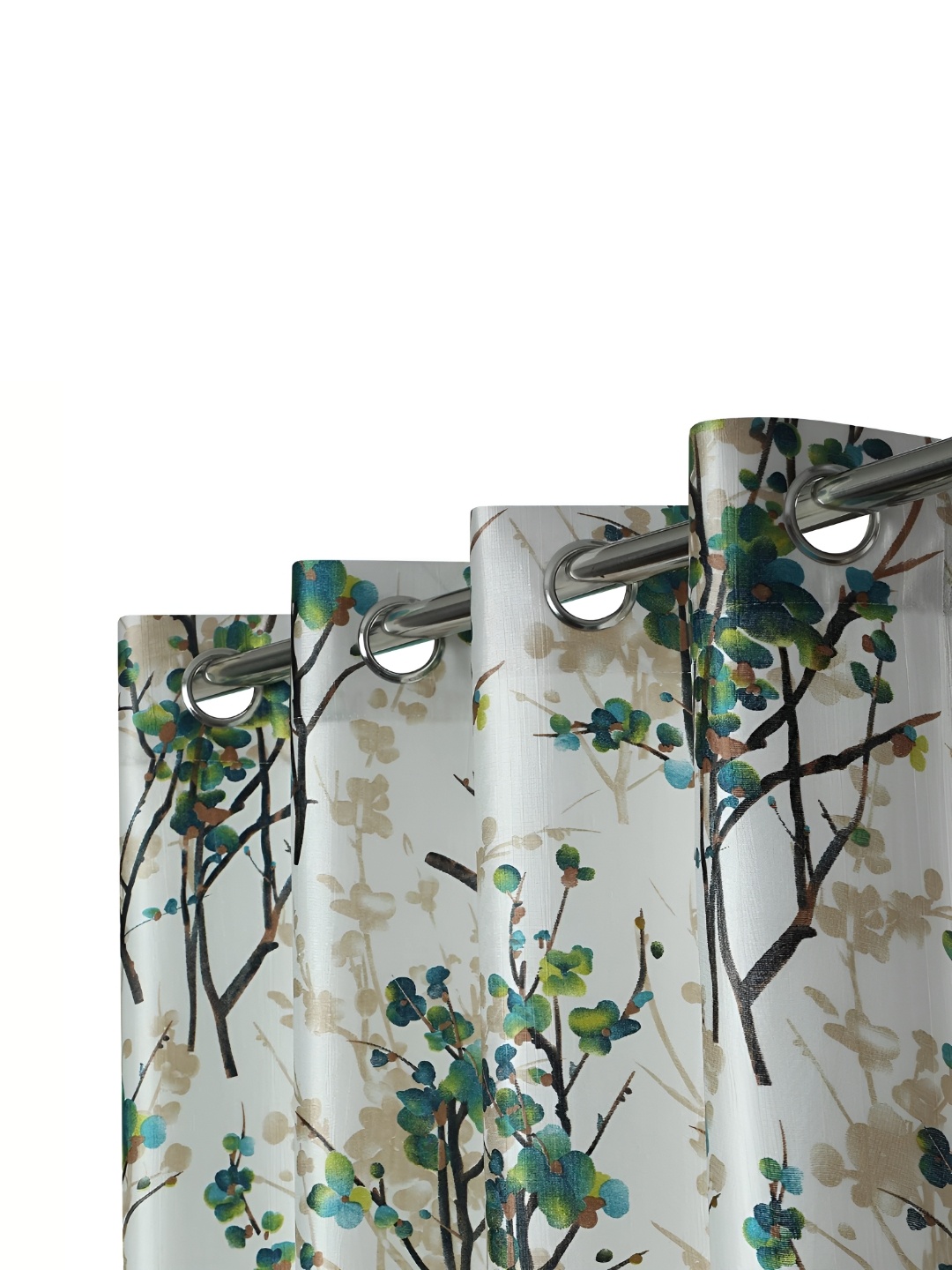 

Ultica Fab Blue & White 2 Pieces Floral Printed Room Darkening Window Curtains