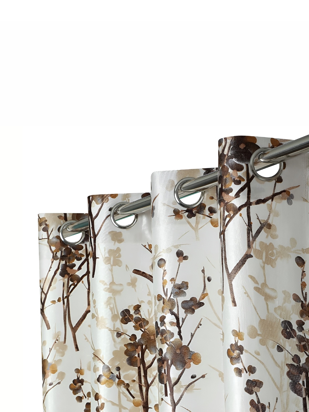 

Ultica Fab Brown & White 2 Pieces Floral Printed Room Darkening Long Door Curtains