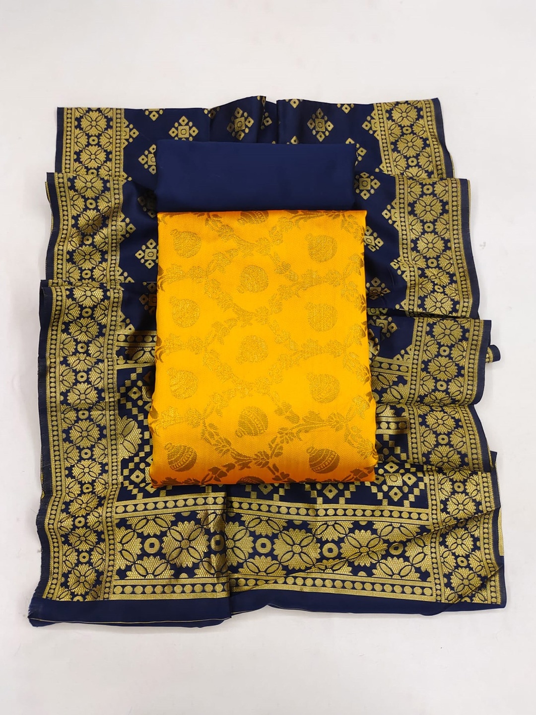 

KALINI Banarasi Jacquard Unstitched Dress Material, Yellow