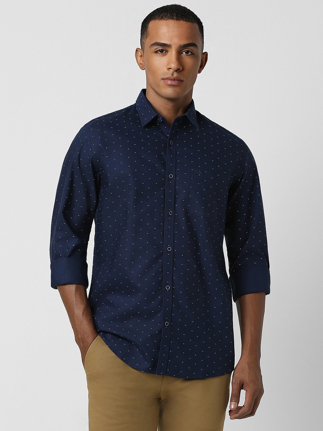 

Peter England Casuals Men Slim Fit Opaque Printed Casual Shirt, Navy blue