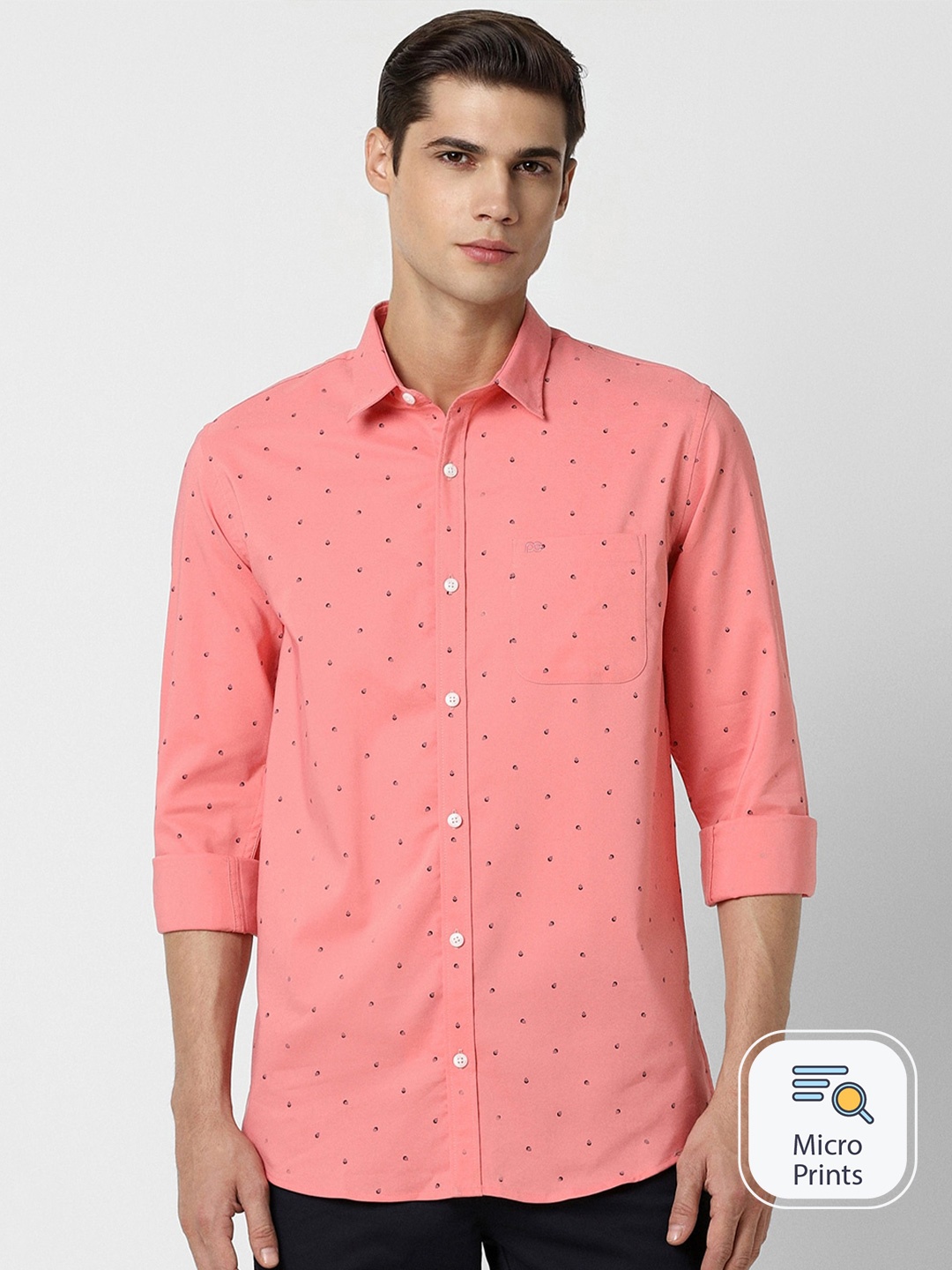 

Peter England Casuals Slim Fit Micro Ditsy Printed Casual Shirt, Pink