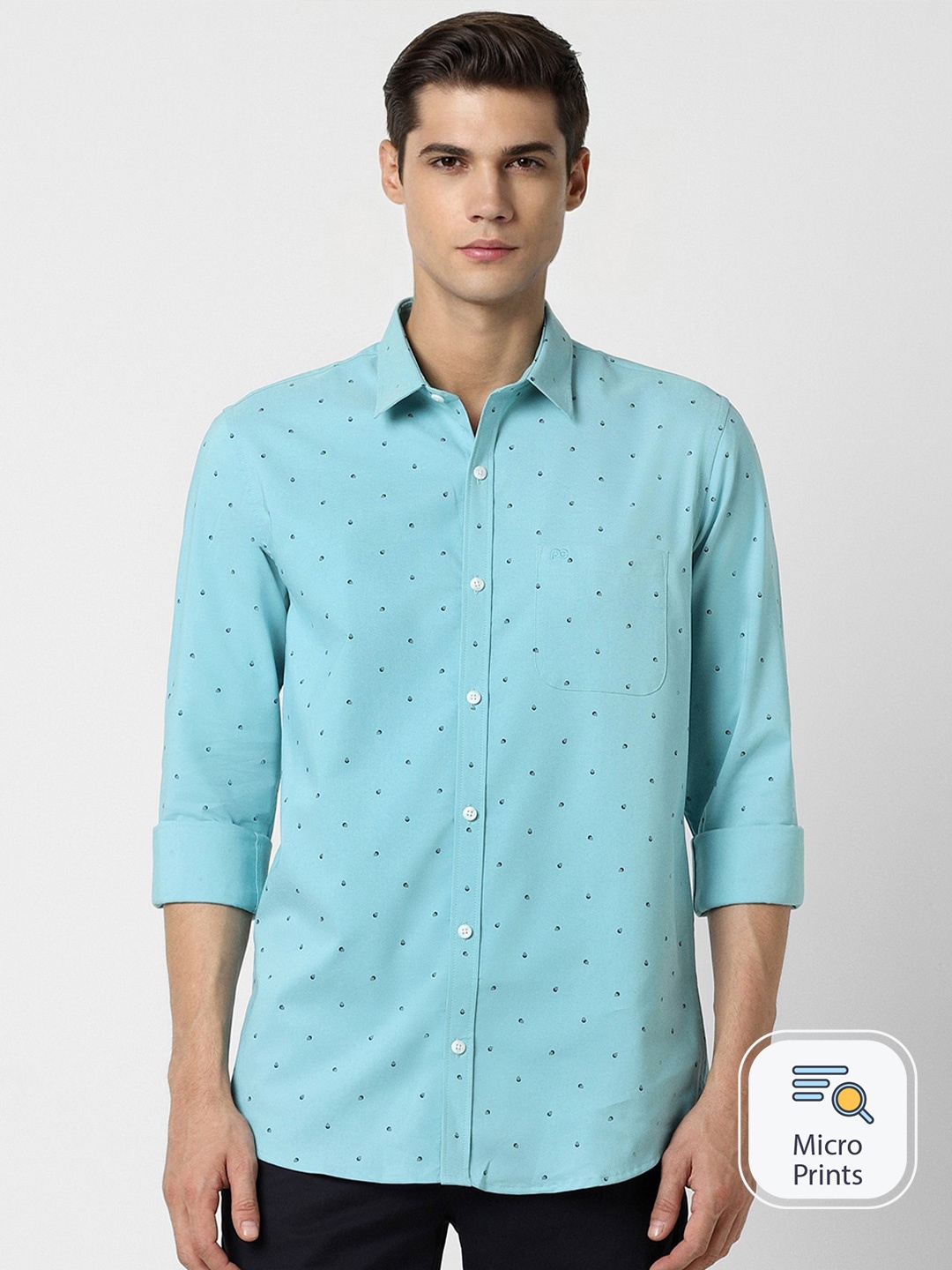 

Peter England Casuals Slim Fit Micro Ditsy Printed Casual Shirt, Blue