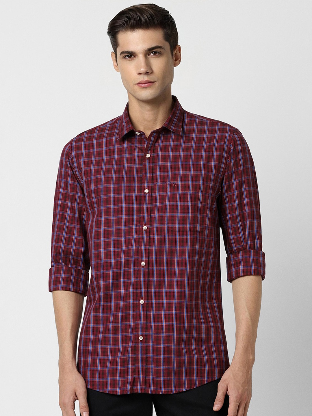 

Peter England Casuals Slim Fit Cotton Checked Casual Shirt, Maroon