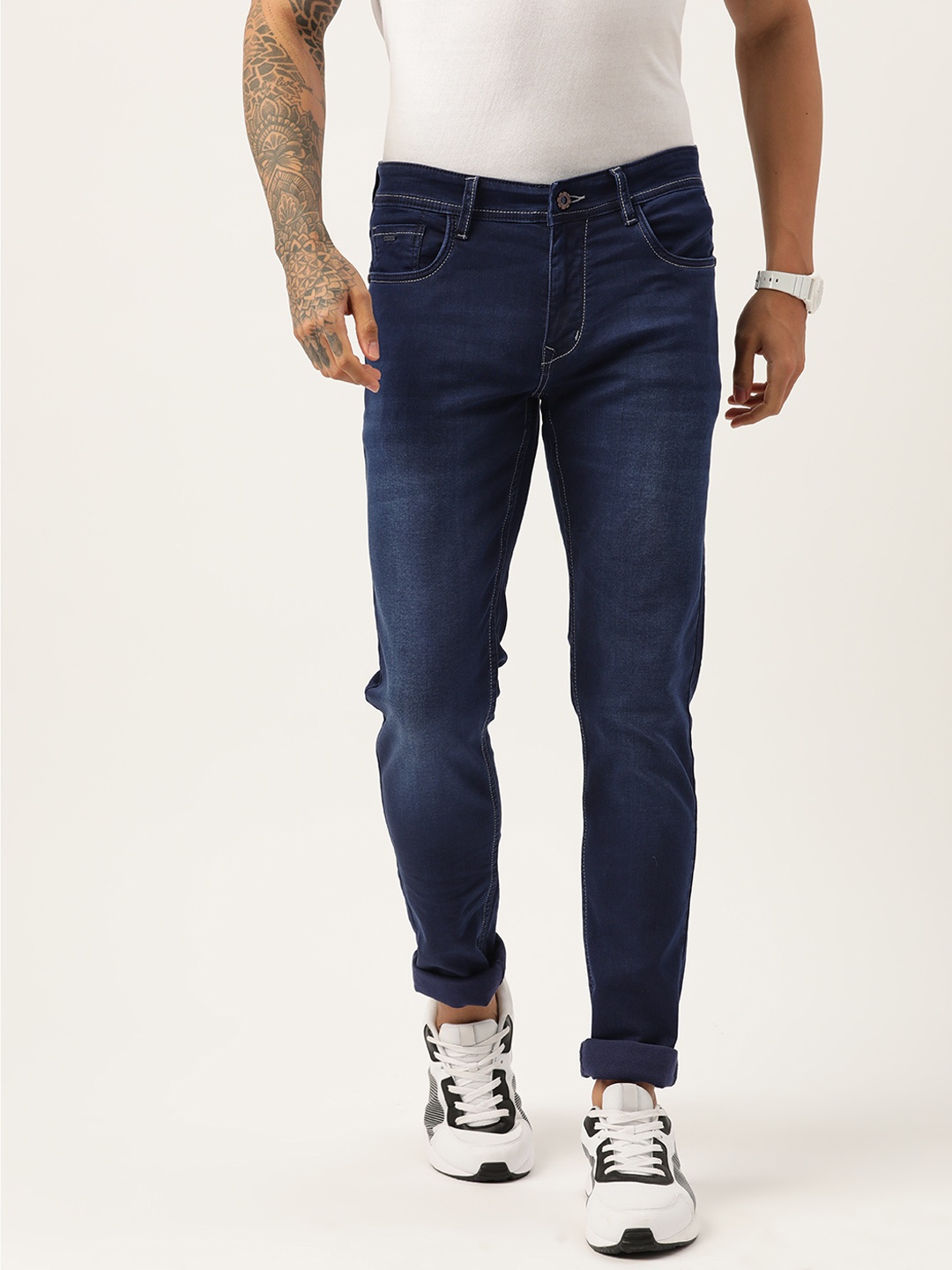 

Monte Carlo Men Slim Fit Light Fade Stretchable Jeans, Navy blue