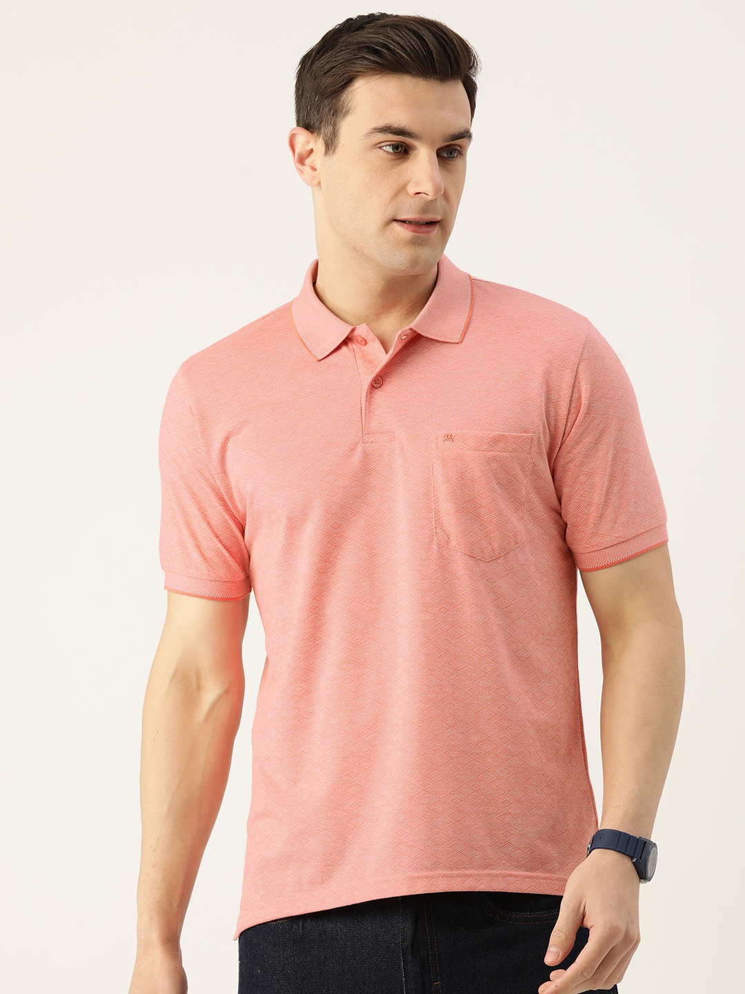 

Monte Carlo Polo Collar Cotton Rich T-shirt, Peach