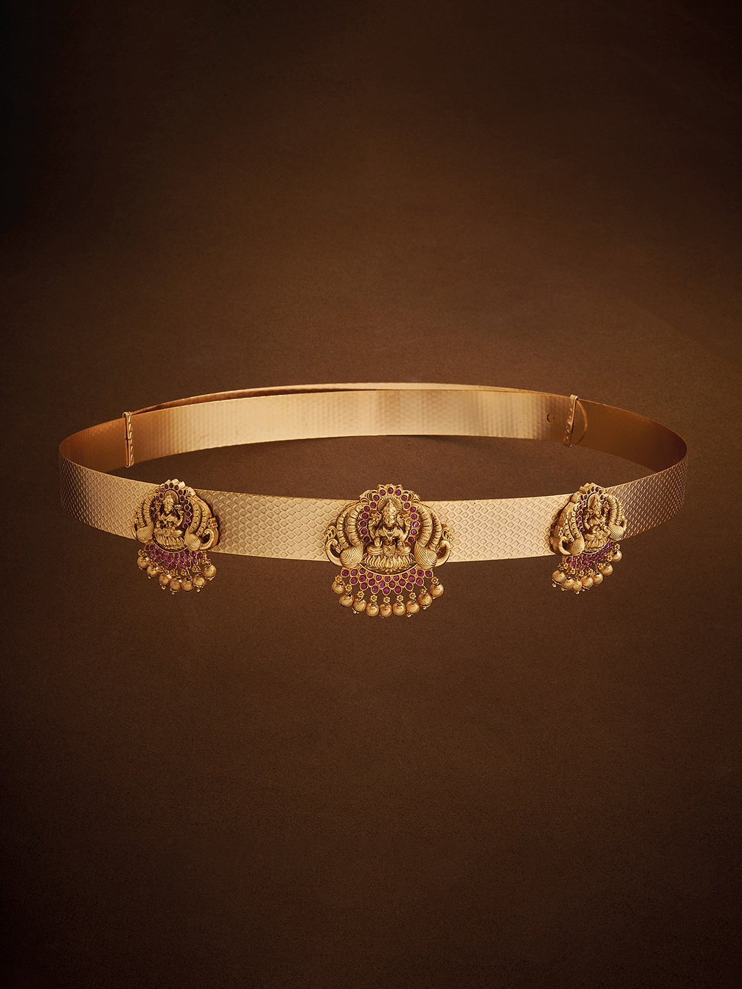 

Kushal's Fashion Jewellery Gold-Plated Stone Studded Kamarbandh, Red