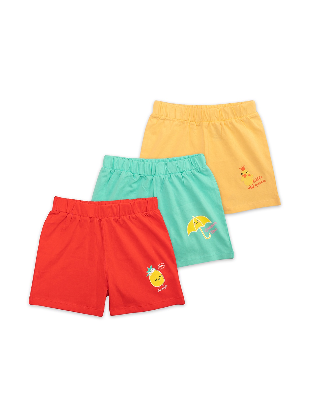 BAESD Girls Pack Of 3 Assorted Mid-Rise Cotton Shorts